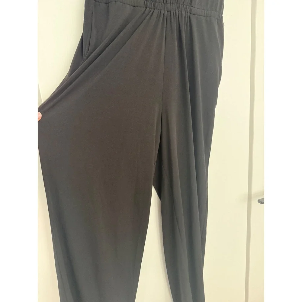 Magnolia Grace Black Embroidered V-Neck Wide Leg Jumpsuit Womens Medium